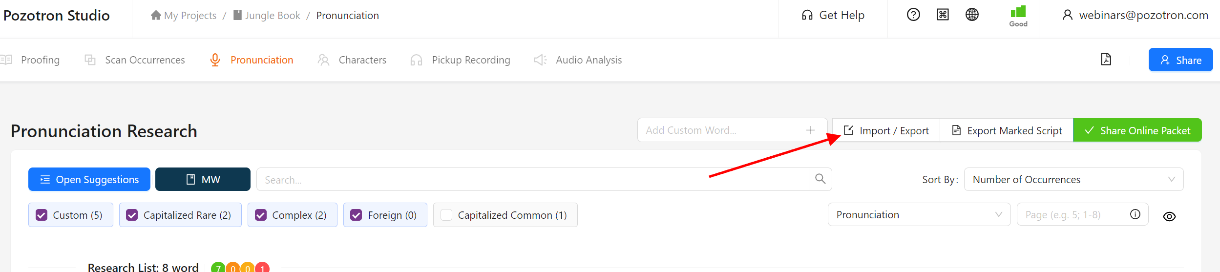 Export a Marked Up Script